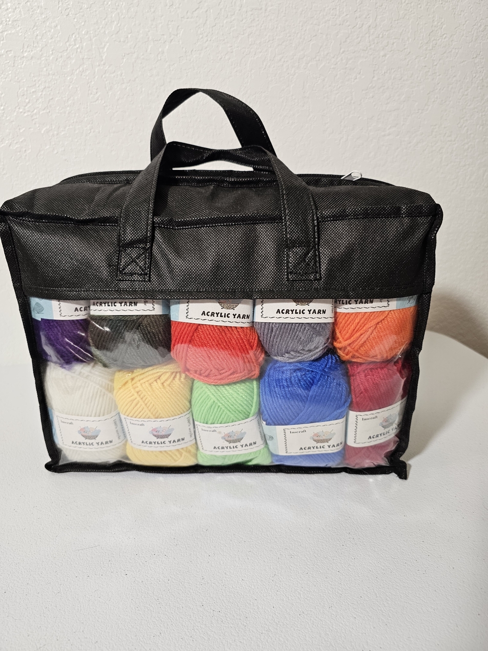 INSCRAFT Ergonomic Crochet Hook Kit w/ Acrylic Yarn Set & Zipper Carrying Case